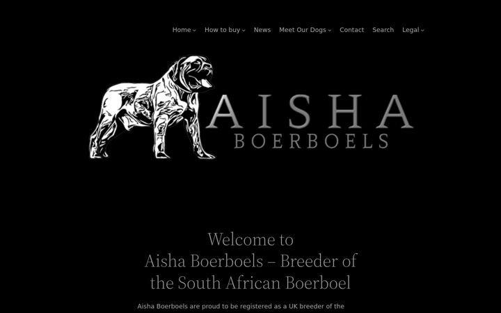 Screenshot of aishaboerboels.co.uk