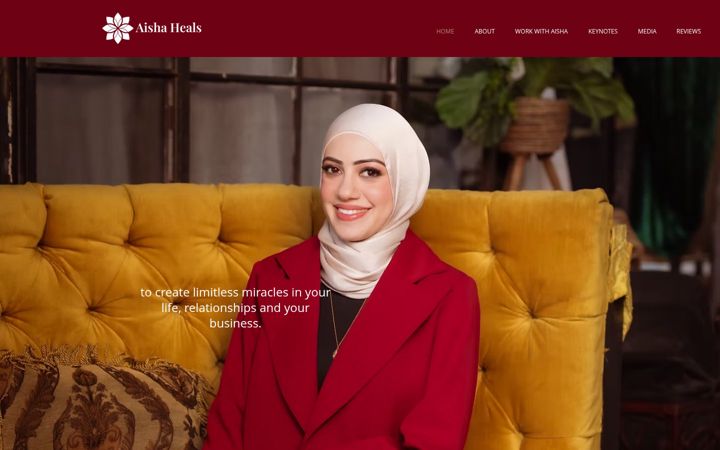 Snímek obrazovky aishaheals.com