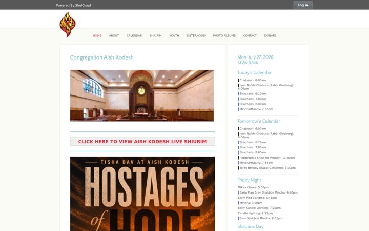 Screenshot of aishkodesh.org