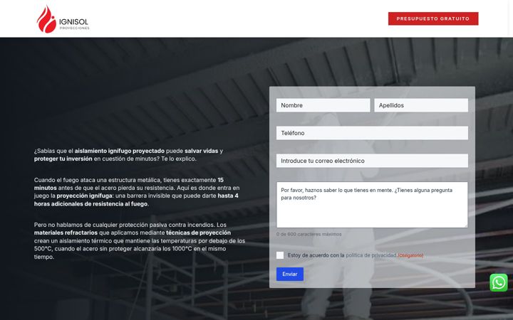 Screenshot of aislamientoignifugoproyectado.com