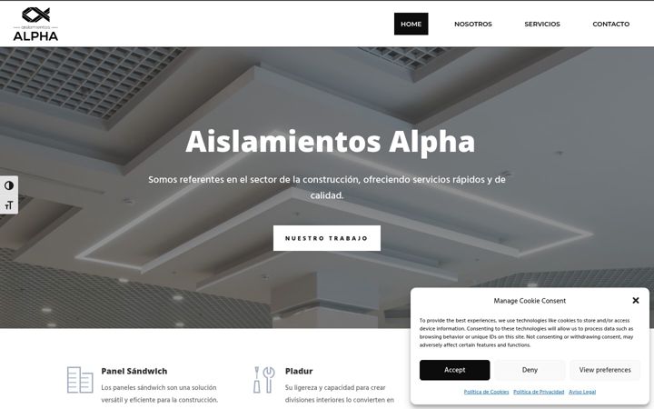 Screenshot of aislamientosalpha.com