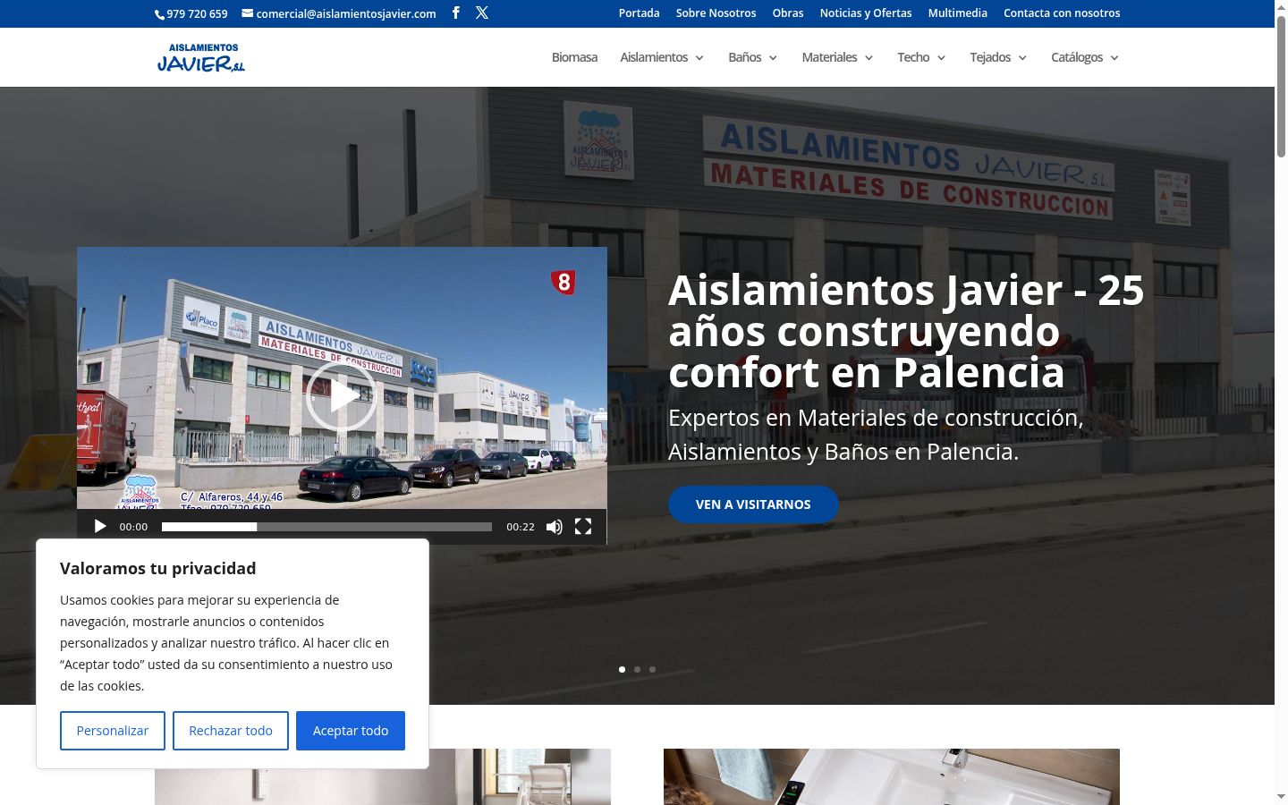 Captura de pantalla del banner de consentimiento mostrado antes de cualquier interacción