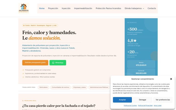 Screenshot of aislamientospoliuretanojc.com