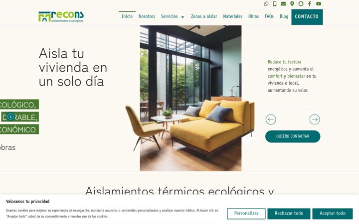 Screenshot of aislamientosrecons.com