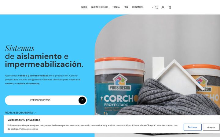 Screenshot ta' aislantesycomplementos.com