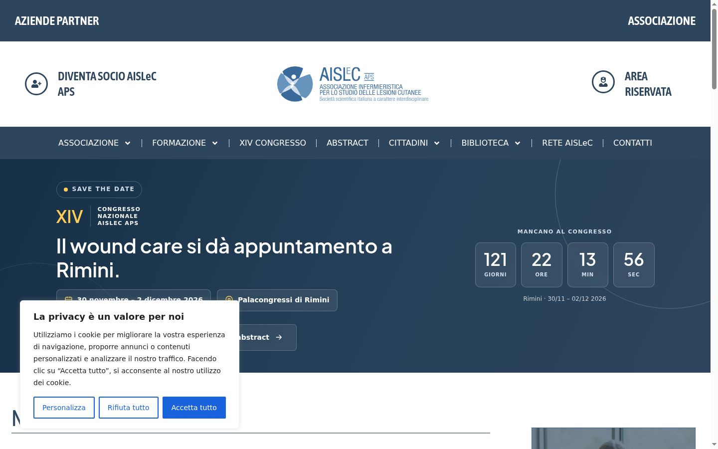 Screenshot del banner di consenso mostrato prima di qualsiasi interazione