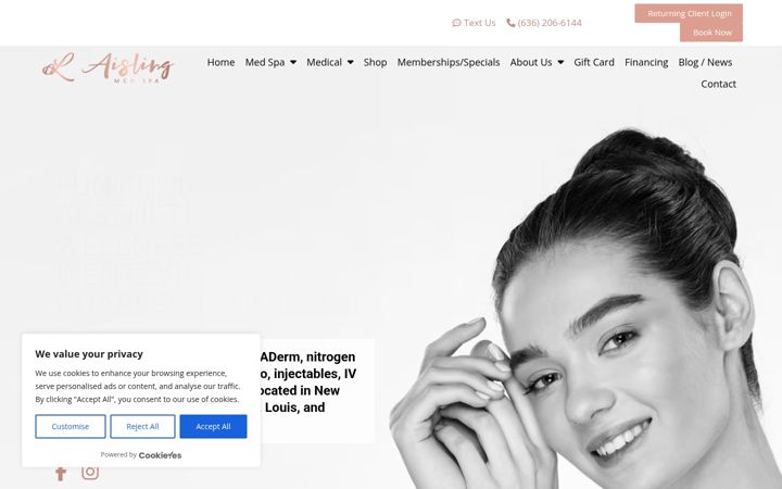 Screenshot ta' aislingmedspa.com