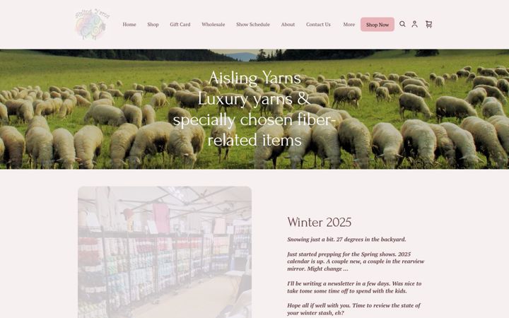 Screenshot of aislingyarns.com