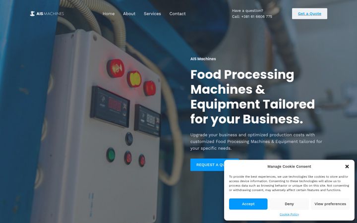 Screenshot of aismachines.com