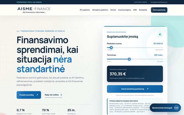 Snimka zaslona za aismefinance.lt
