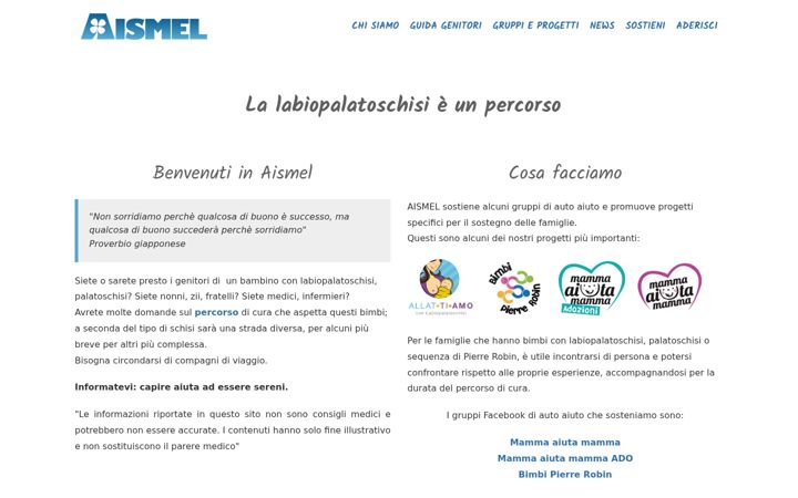 Screenshot of aismel-labiopalatoschisi.it