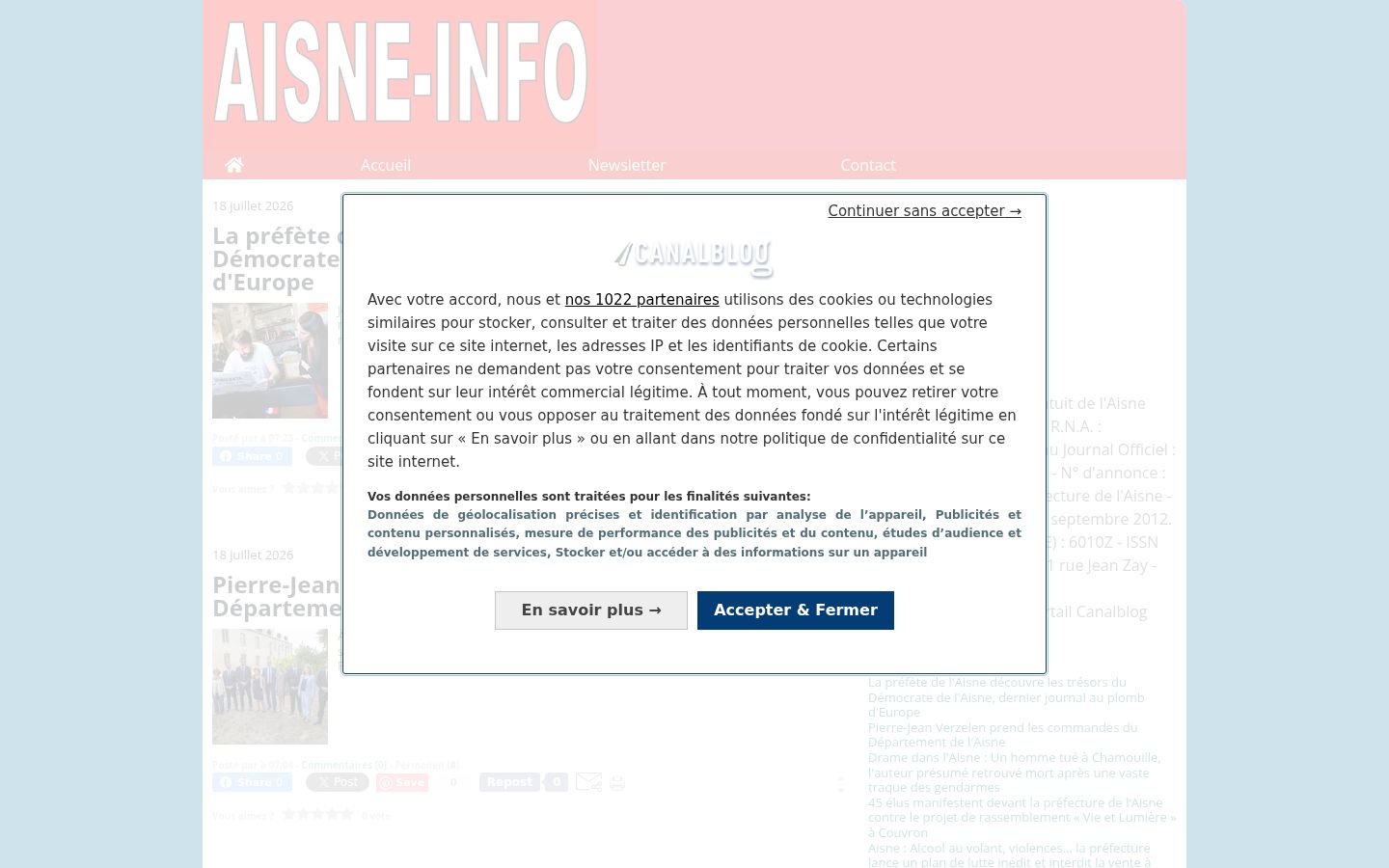 Captura de ecrã do banner de consentimento apresentado antes de qualquer interação