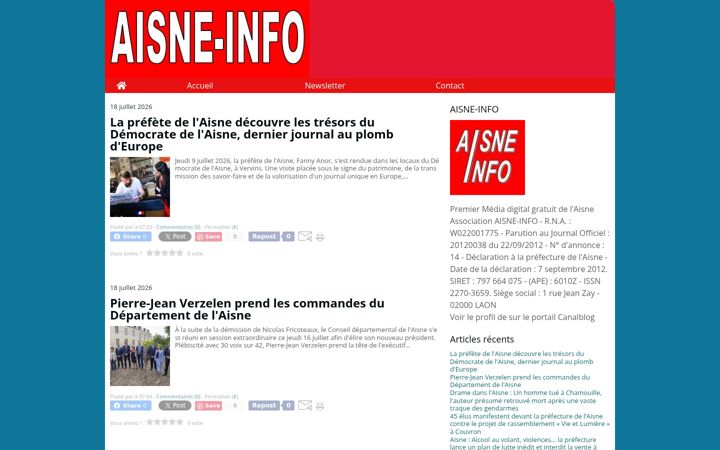 Screenshot ta' aisne-info.com