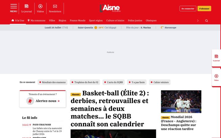 Screenshot of aisnenouvelle.fr