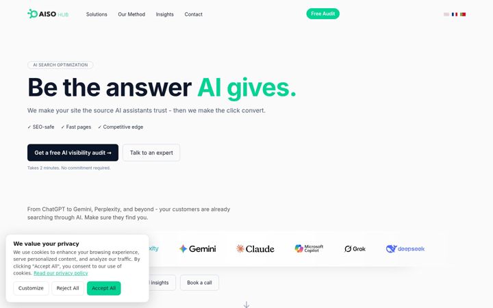Screenshot of aiso-hub.com