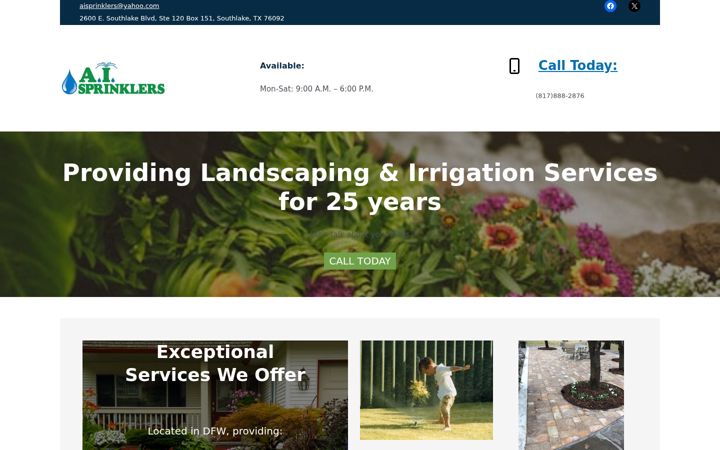 Screenshot of aisprinklers.com