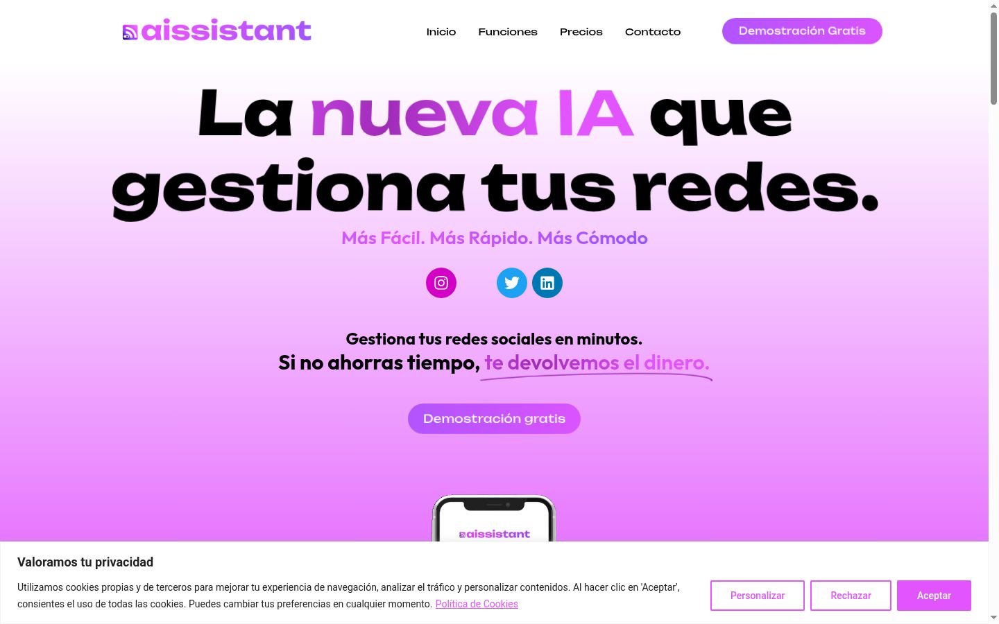 Screenshot of the consent banner shown before any interaction