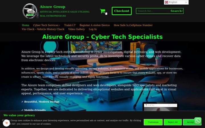 Screenshot of aisure.co.za