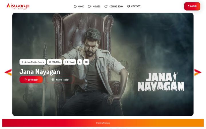 Screenshot of aiswaryacinemas.com