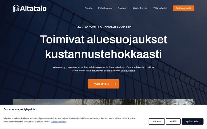 Skärmbild av aitatalo.fi
