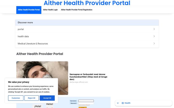 Screenshot of aitherhealthproviderportal.com