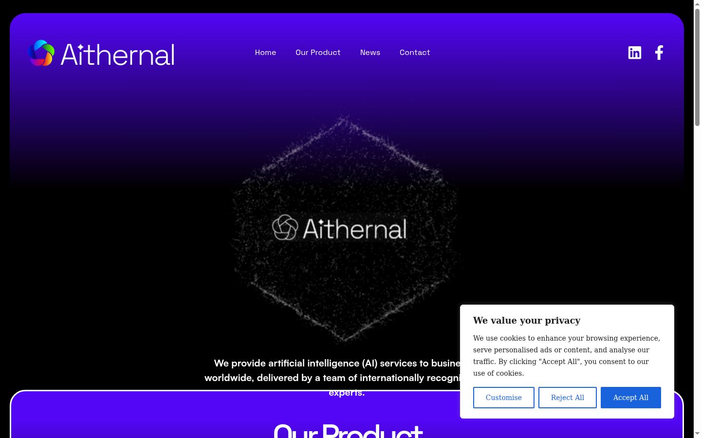 Screenshot του banner συγκατάθεσης που εμφανίστηκε πριν από οποιαδήποτε αλληλεπίδραση