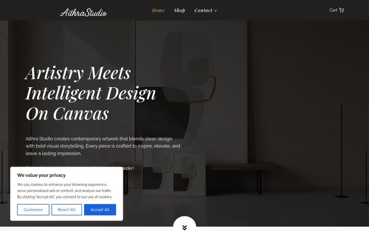 Screenshot van aithrastudio.ca