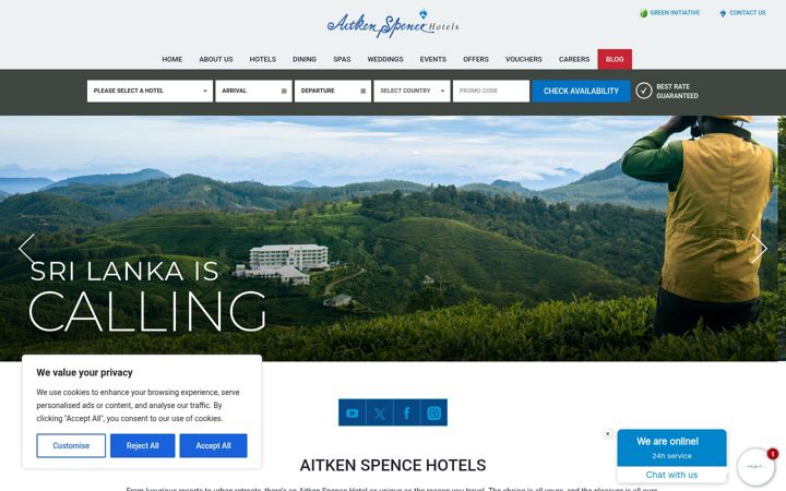 Screenshot of aitkenspencehotels.com