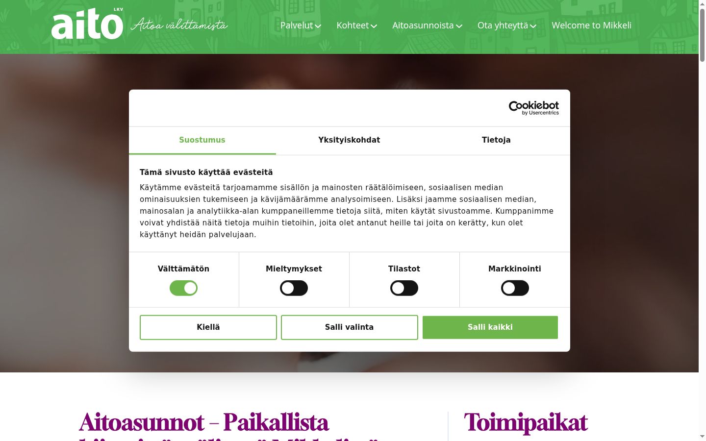 Screenshot of the consent banner shown before any interaction