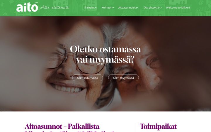 Screenshot of aitoasunnot.fi