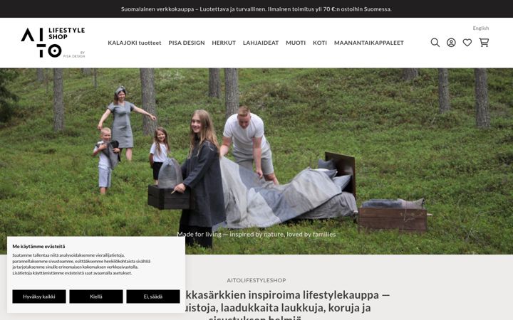 Screenshot of aitodesignshop.fi