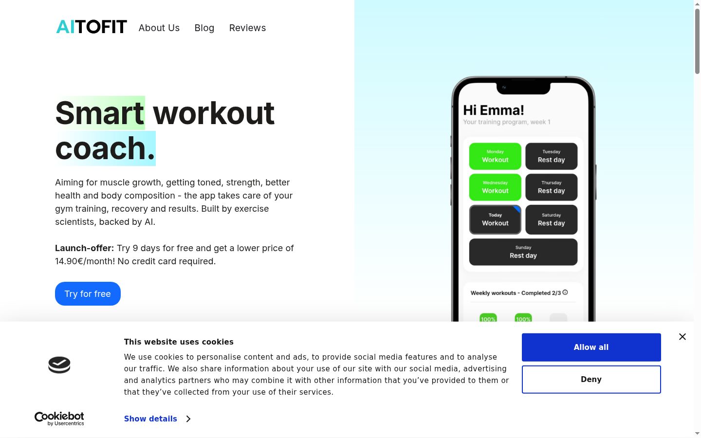 Screenshot of the consent banner shown before any interaction
