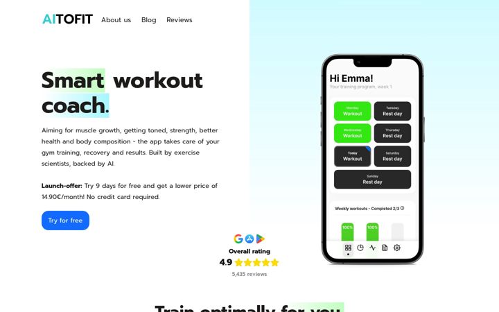 Screenshot of aitofit.io