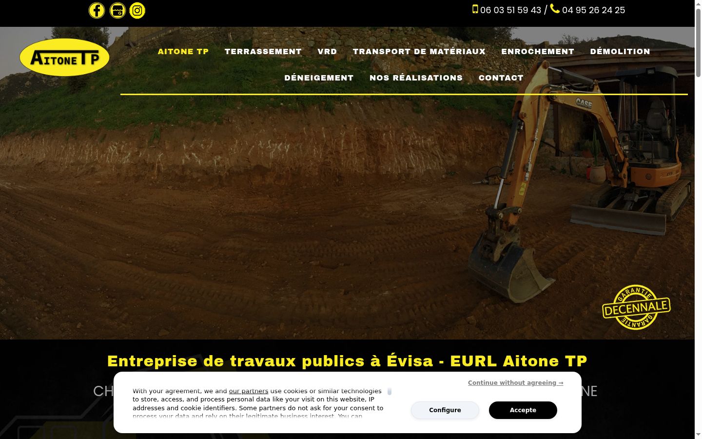 Screenshot of the consent banner shown before any interaction