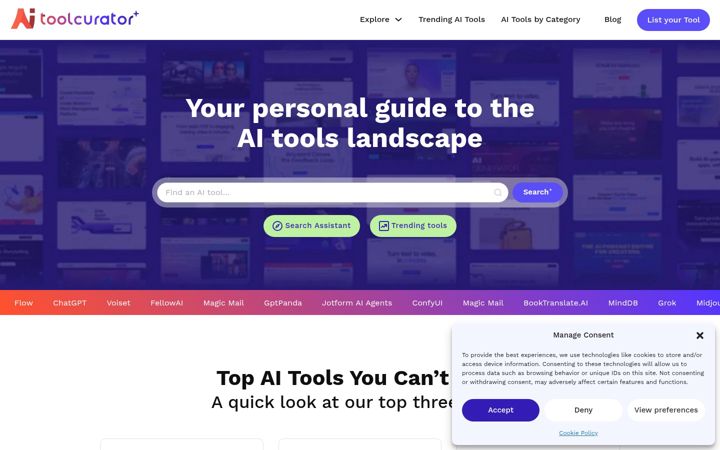Screenshot of aitoolcurator.com