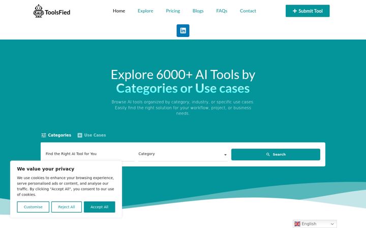 Screenshot του aitoolsfied.com