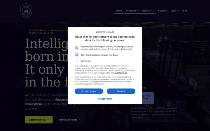 Screenshot of aiu.ac