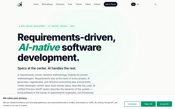 Screenshot of aiup.dev
