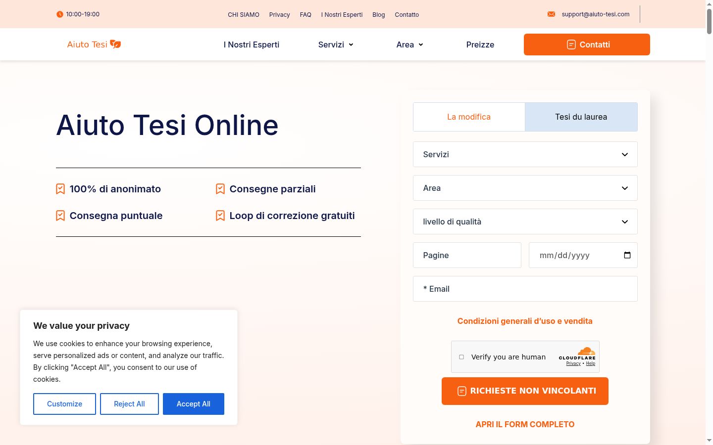 Screenshot of the consent banner shown before any interaction