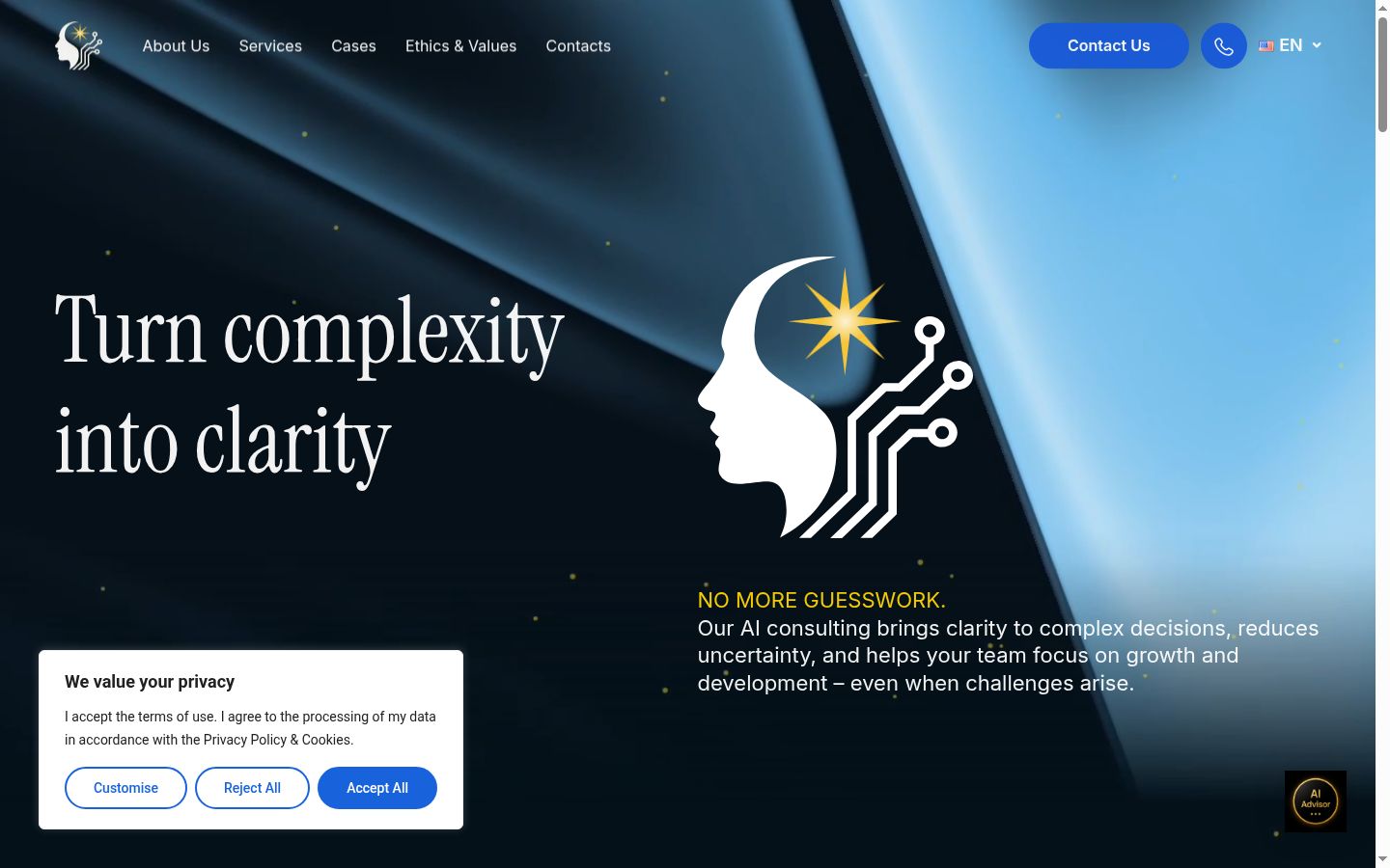 Screenshot del banner di consenso mostrato prima di qualsiasi interazione
