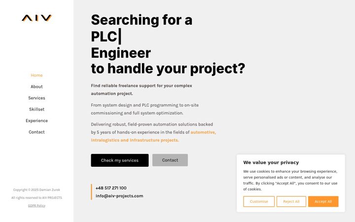 Screenshot of aiv-projects.com