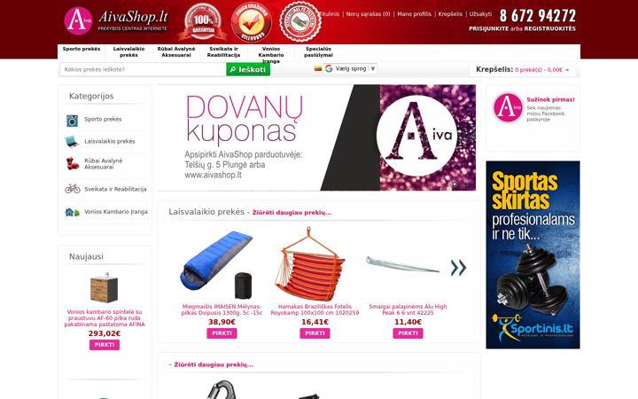 Screenshot ta' aivashop.lt