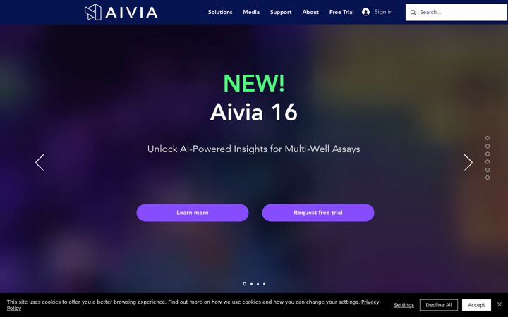 Screenshot of aivia-software.com