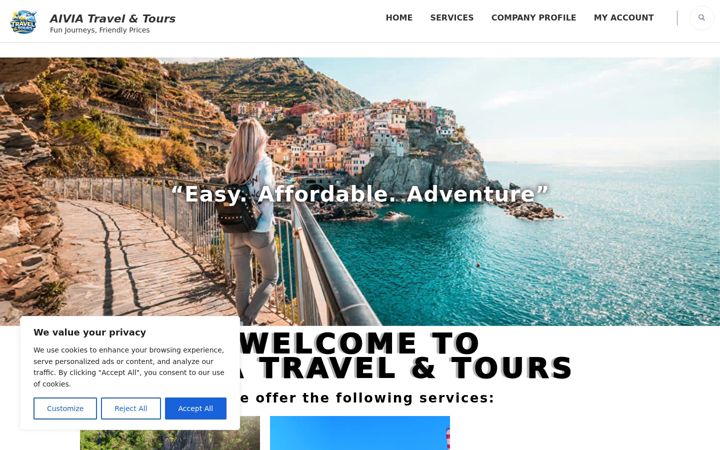 Screenshot of aivia-travelandtours.com