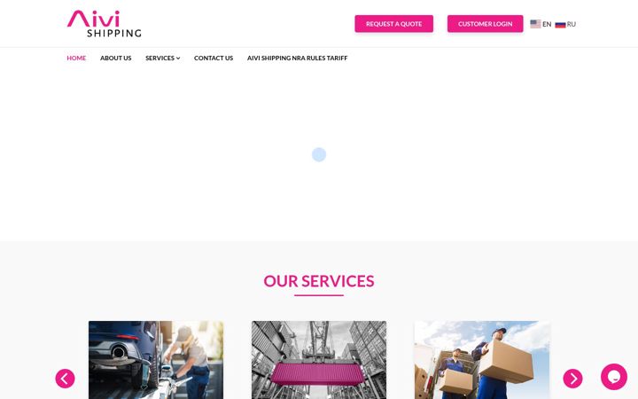 Snímek obrazovky aivishipping.com