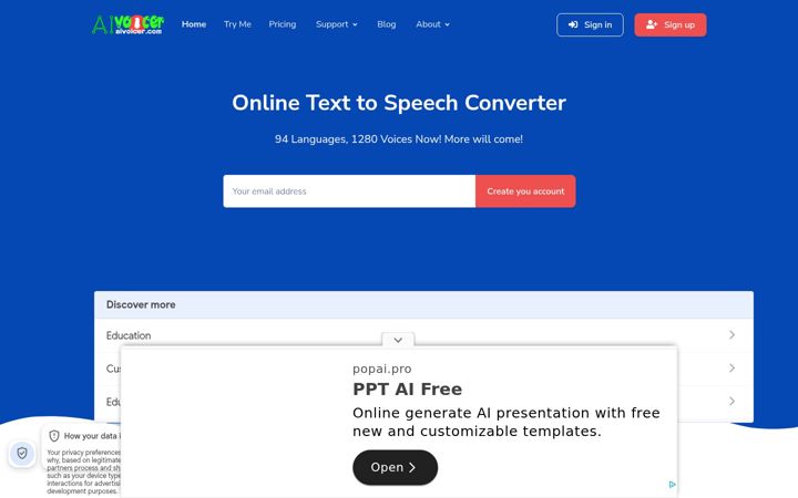 Screenshot of aivoicer.com