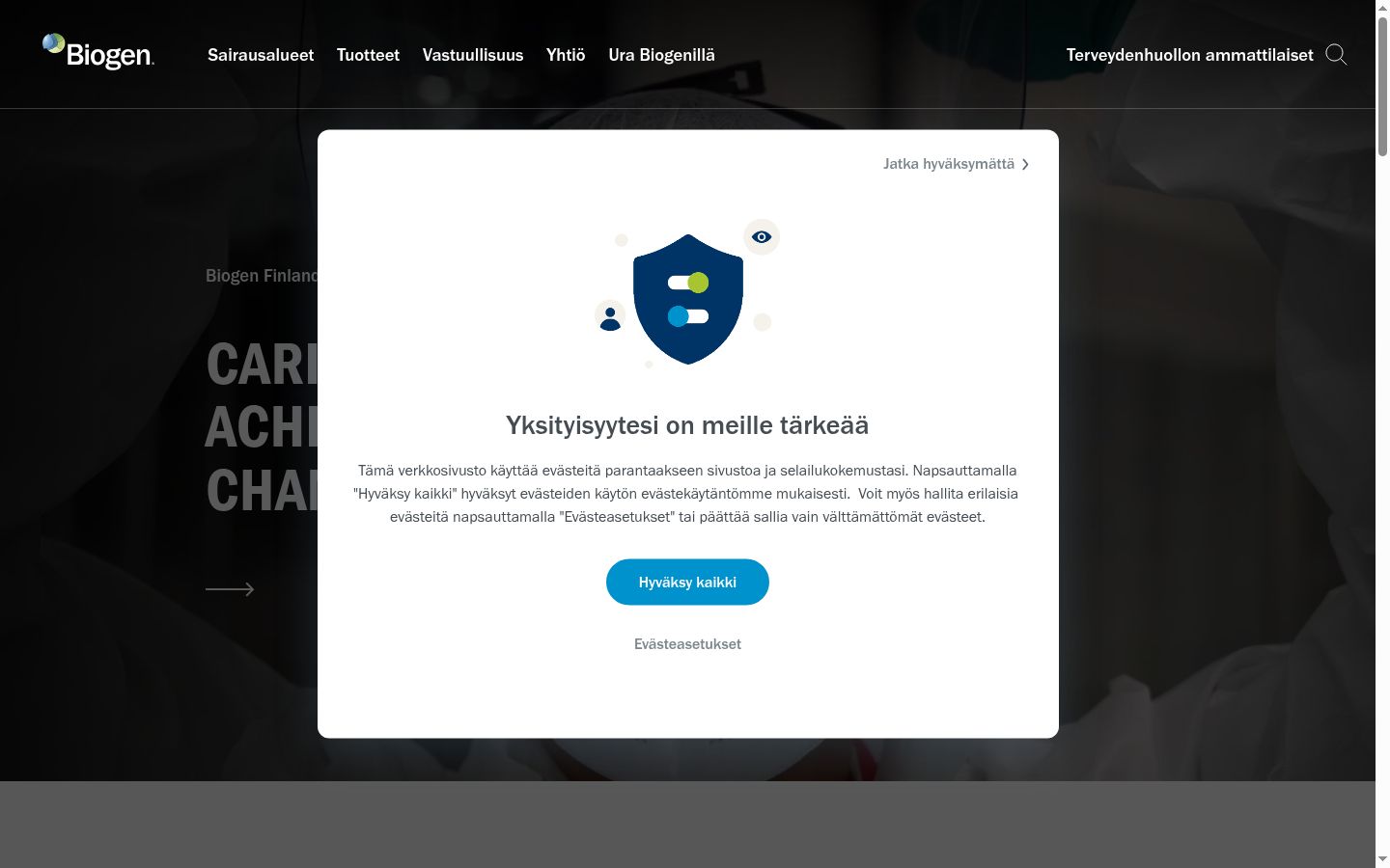 Képernyőkép a bármilyen interakció előtt megjelenő hozzájárulási bannerről