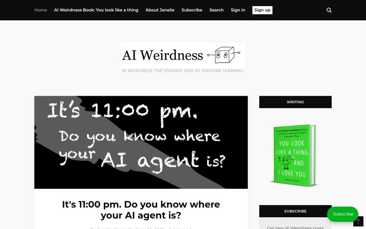 Screenshot of aiweirdness.com