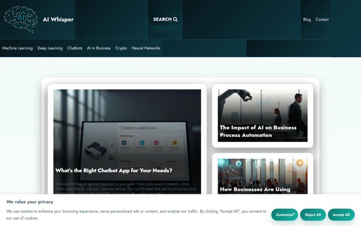 Screenshot of aiwhisper.co.uk