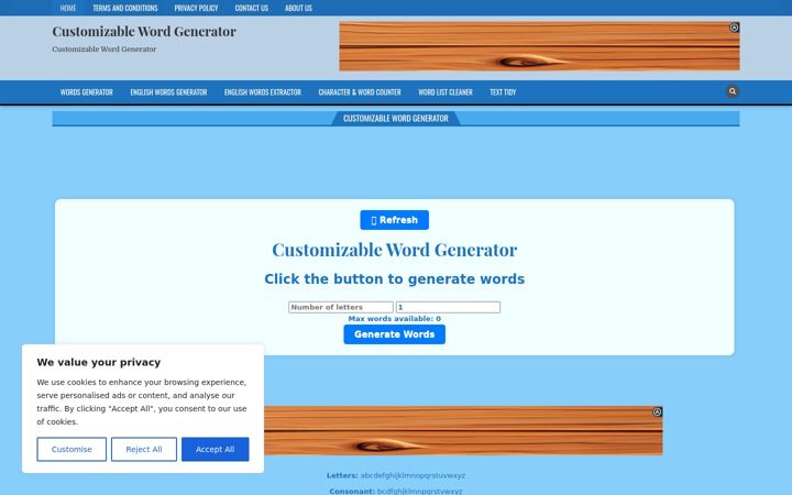 Ekrānuzņēmums no aiwordcreator.com